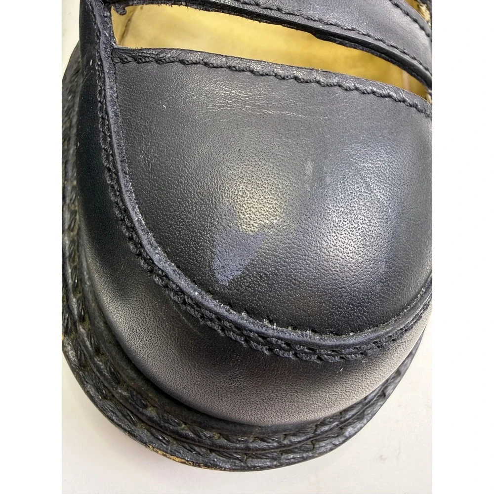 Giraudon New York Black Leather Cage Cutout Lug Sole Shoes Booties Round Toe